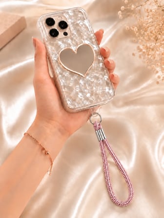 Pembe Taşlı Telefon Bilek Askısı – Kristal Taşlı Şık El Askısı