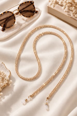 Gold Kristal Taşlı Parlak Gözlük Askısı
