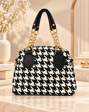 Savanna Bag Kazayağı Desenli Zincir ve Fular Detaylı Kadın Çanta