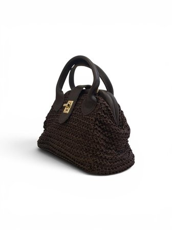 Sienna Straw Mini Bag Kadın Koyu Kahverengi Hasır Çanta