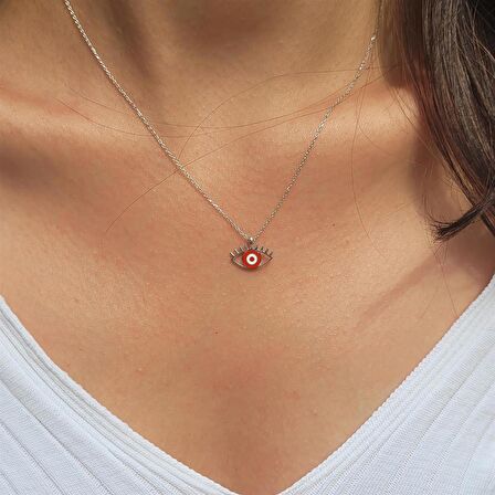 Mineli Gümüş Göz Kolye 