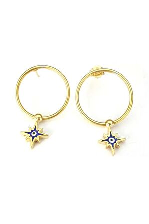 Nazarlı Kuzey Yıldızı Gümüş Küpe