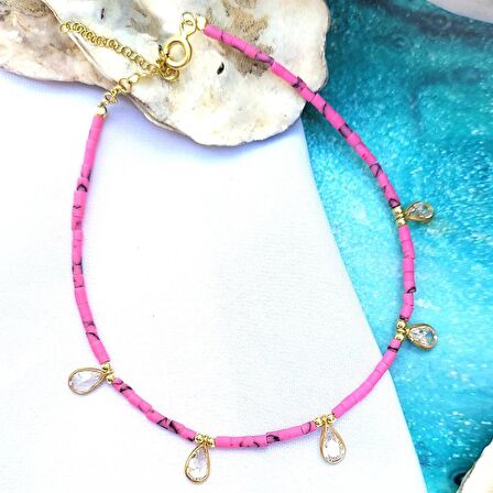 Zirkon Taşlı Gümüş Pembe Halhal