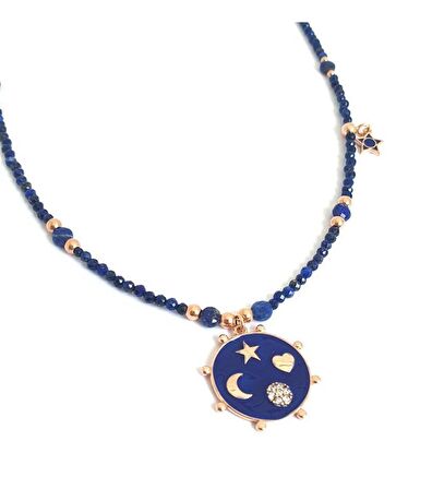 Gümüş Lapis Şans Kolye