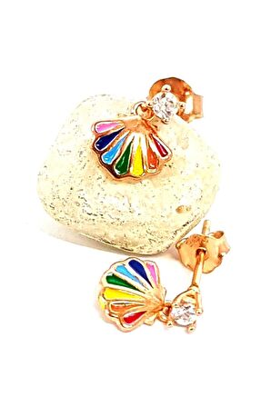 Deniz kabuğu mine işçilikli gümüş Kadın küpe