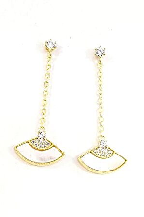 Zirkon ve Sedef Taşlı Gümüş Kadın Küpe