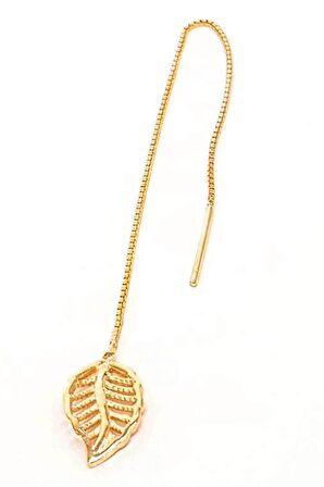 Rose renkli Yaprak Figürlü Gümüş Zincir Küpe