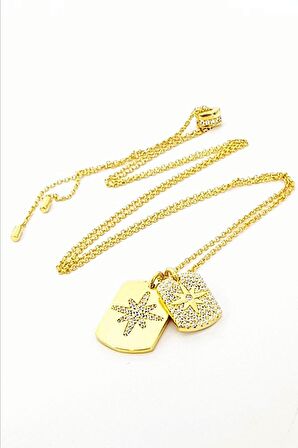 İtaltan Tasarımı Ayarlanabilir Asansör Zincirlği Gümüş Altın Kaplama Kutup Yıldızı Kolye