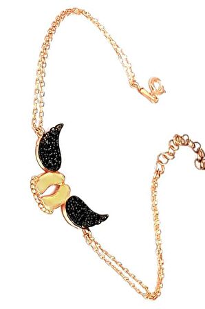 melek kanadı figürlü gümüş üzerine rose altın kaplamalı anne bilekliği