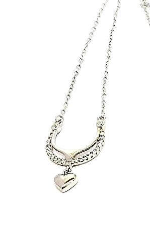 Kalpli Gümüş Aşk Kolyesi