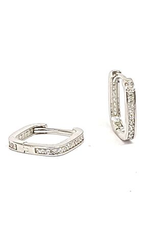 zirkon taşlı gümüş kare halka küpe