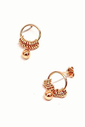 Gümüş üzerine rose altın kaplama minimal küpe