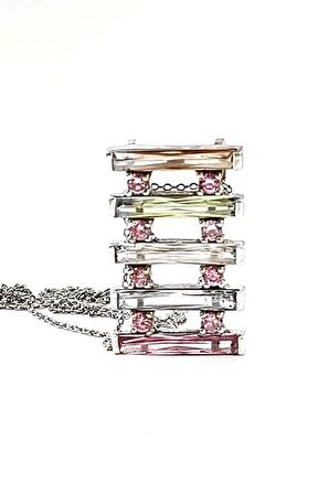 Baget kesim zirkon taşlı gümüş tasarım kolye