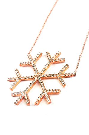 Zirkon taşlı Kar tanesi Figürlü Gümüş Kadın Kolye 