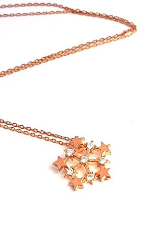 Kar tanesi Figürlü Gümüş Üzerine rose altın kaplama Kolye 