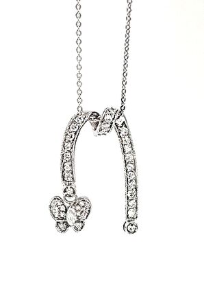 Pırlanta Işıltısında kelebek Figürlü Gümüş Kolye 