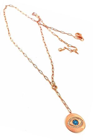 Göz Figürlü Gümüş Üzerine altın kaplama kolye 