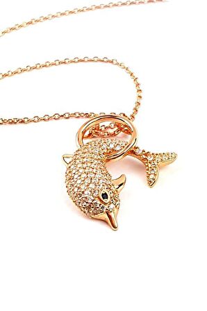 yunus figürlü gümüş rose kolye