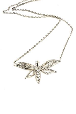 Yusufçuk Figürlü zirkon taşlı Gümüş Kadın Kolye 