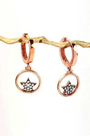 Elmas işçiliğinde yıldız figürlü gümüş Kadın küpe