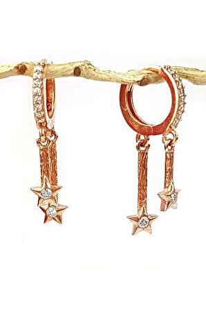 Yıldız Figürlü zirkon taşlı sallantılı gümüş küpe