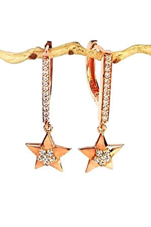 Yıldız Figürlü zirkon taşlı sallantılı gümüş küpe