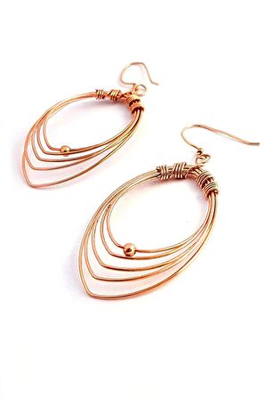 Gümüş Üzerine rose altın kaplamalı sallantılı küpe