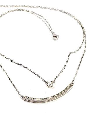 Swarovski Taş detaylı Gümüş Kadın Kolye 