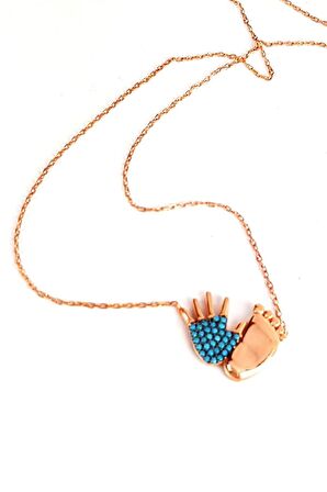 Turkuaz Taşlı Gümüş Aşk Kolyesi