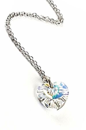 Swarovski taşlı kalpli gümüş aşk kolyesi