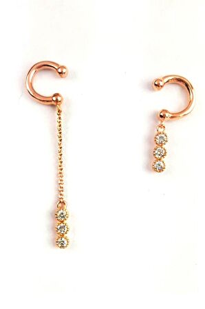 Asimetrik Trend Gümüş Rose Küpe 