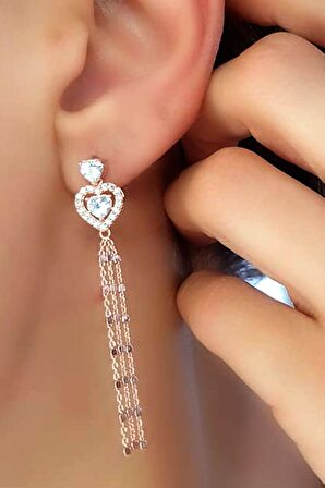 Swarovski taşlı kalpli gümüş şık küpe