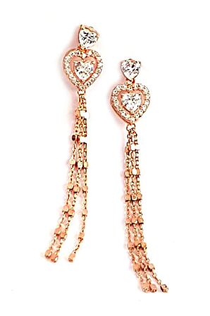 Swarovski taşlı kalpli gümüş şık küpe
