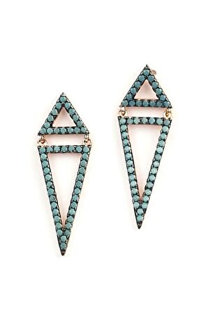 Turkuaz taşlı gümüş modern sallantılı küpe