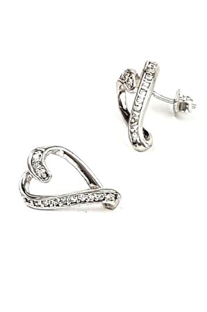 Kalpli zirkon taşlı pırlanta ışıltısında gümüş küpe