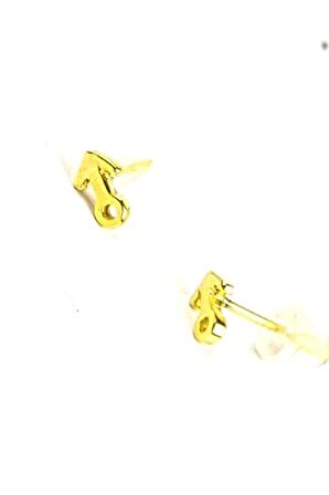 Ok Figürlü gümüş üzerine altın kaplama minimal küpe