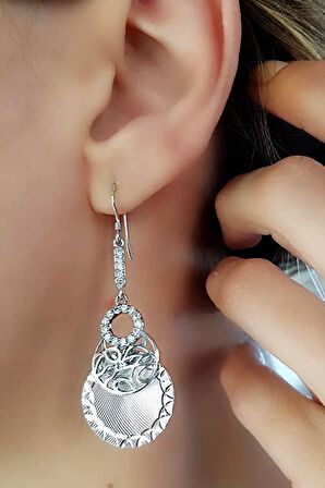 İtalyan tasarımı zirkon taşlı  gümüş Kadın küpe