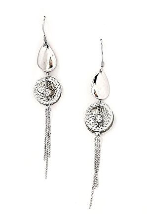 İtalyan tasarımı zirkon taş detaylı sallantılı gümüş küpe