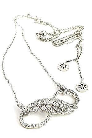 Italyan tasarımı sonsuzluk figürlü boyu ayarlanabilen asansörlü lüks şık gümüş kolye