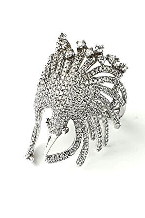 Anka kuşü figürlü gümüş lüks yüzük 