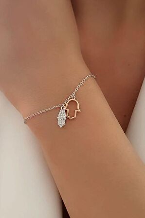 Fatmanın eli figürlü gümüş bileklik 