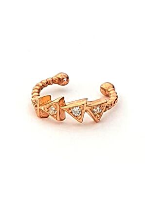 üçgen figürlü gümüş rose sıkıştırmalı kıkırdak küpesi