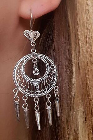 gümüş el işi tasarım bohem küpe