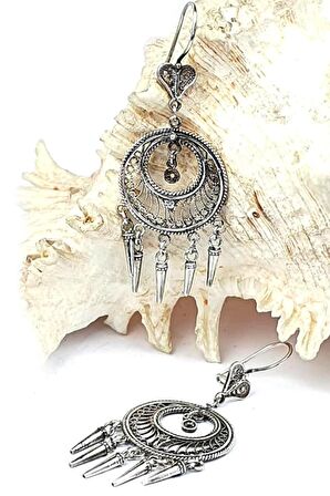 gümüş el işi tasarım bohem küpe