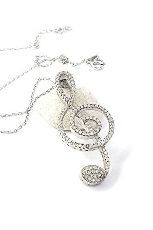 Sol anahtarı gümüş kolye