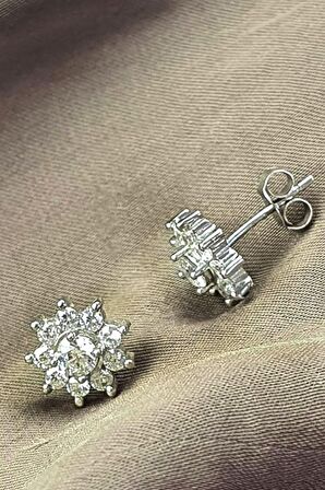 Pırlanta ışıltısında swarovski taşlı gümüş tek taş küpe