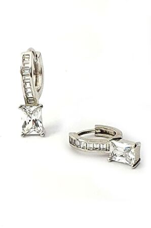 baget zirkon taşlı gümüş küpe cap 1 cm 