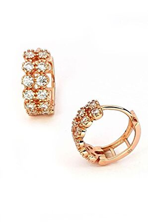 pırlanta ışıltısında zirkon taşlı gümüş rose halka küpe 1cm çap 