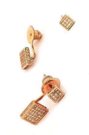 İtalyan tasarımı gümüş rose earcuff çift küpe