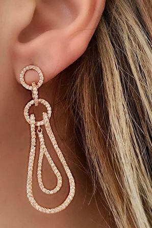 pırlanta ışıltısında zirkon taşlı gümüş rose küpe